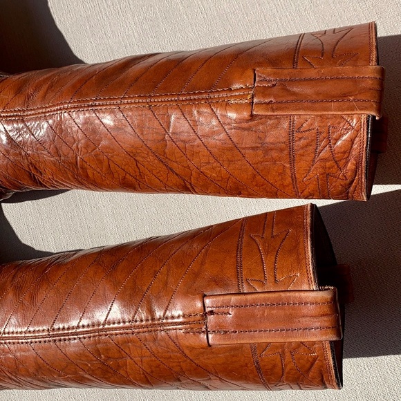 FRYE True Vintage Black Label Embroidered Stitching Tall Knee High Boots, Size 7 - Picture 13 of 15